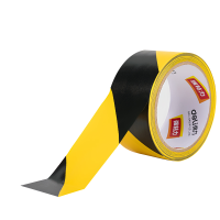 得力33770警示胶带48mm*20y(黄黑)(1卷/热缩)黄黑安全警示胶带警戒划线隔离斑马线安全胶带定位斑马胶带