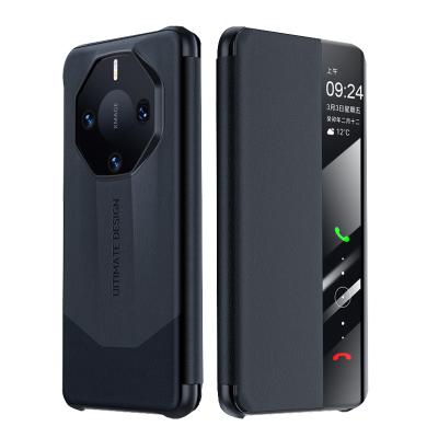 安美宝 适用华为mate60Rs手机壳mate60非凡大师mate60Rs翻盖智能视窗保护套皮纹防摔mate60手机套