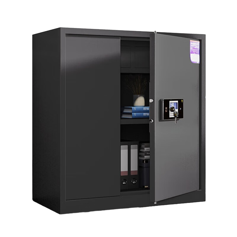 科野 黑色保密柜文件柜双保险铁皮柜办公柜电子密码锁档案柜钢制防盗柜 分双节(电子密码锁)