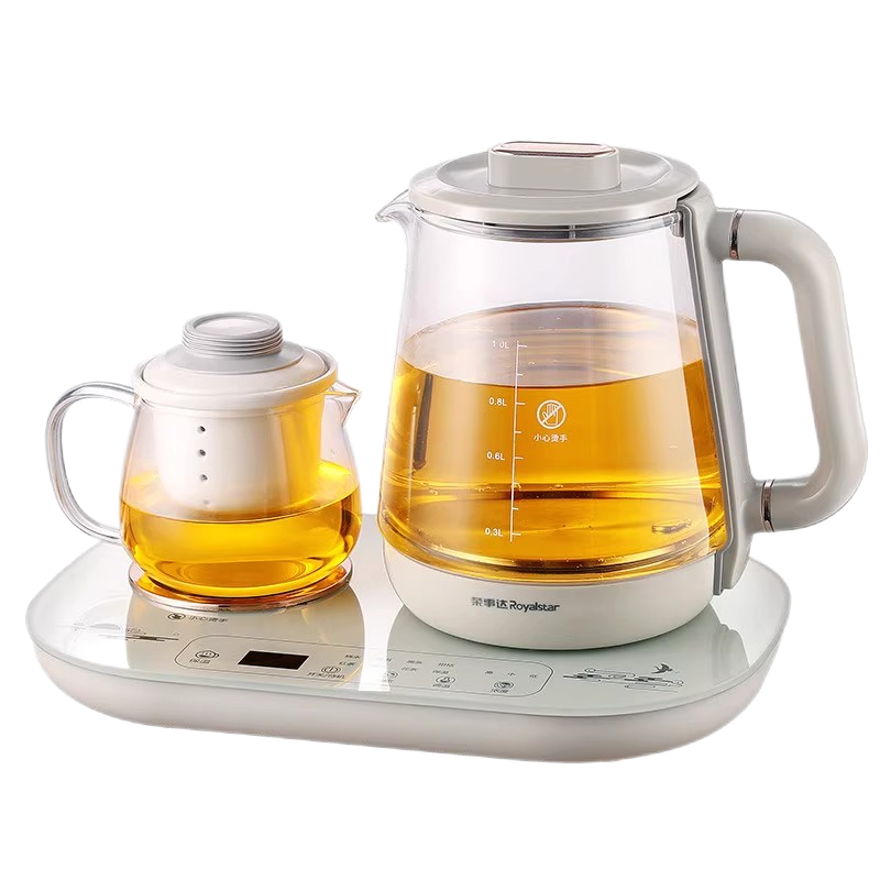 荣事达炖煮杯养生壶办公室迷你花茶小型mini电烧水壶煮茶器一人份 米色分体式(触屏款600ml)