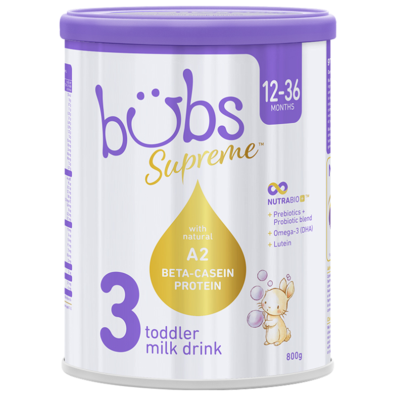 效期24.6左右贝儿(Bubs)贝臻A2 β-酪蛋白婴幼儿牛奶粉3段800g/罐澳洲进口婴幼儿三段奶粉适合12-36个月
