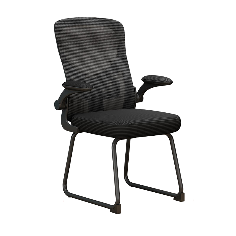科野 学习椅办公椅电脑椅家用书房椅网布椅弓形椅子会议椅 黑框黑色