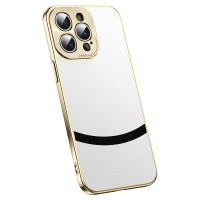 魅爱琳 苹果15/14/iPhone13/Pro/Max手机壳保护套外壳 惊鸿商务电镀丹青弧皮纹 全包轻薄防摔软套简约