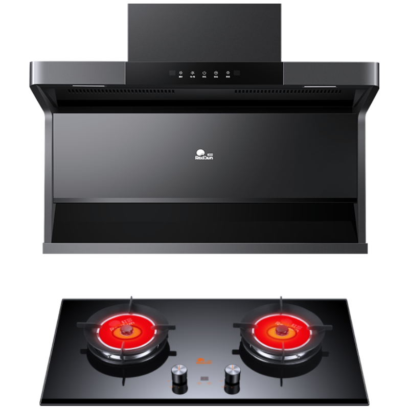 红日(RedSun)烟灶套装家用排烟机顶侧双吸22立方大吸力挥手感应油烟机智能定时燃气灶具厨电套餐20H+TEM608B