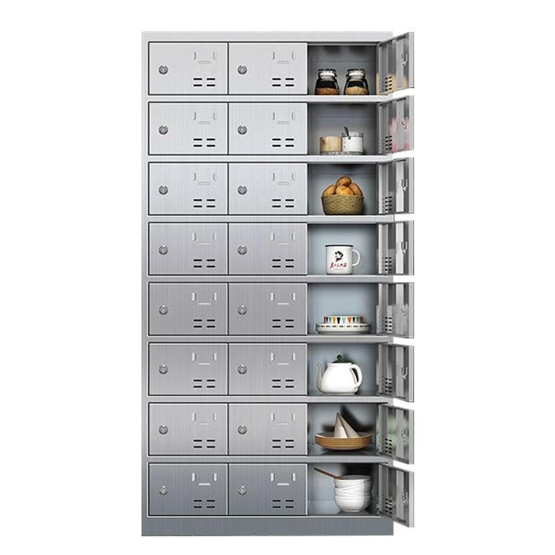 苏久冠304不锈钢食堂带锁餐具柜24门碗柜钥匙锁1800*900*350