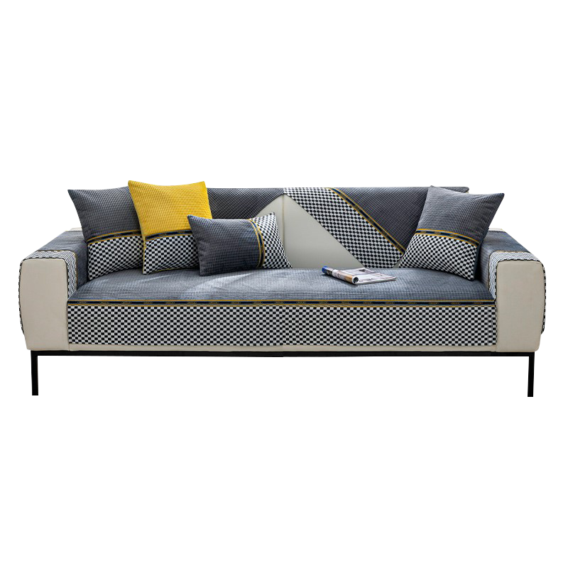 幸福派 冬季毛绒沙发垫套装防滑沙发坐垫子123组合秋冬季雪尼尔沙发垫布艺简约北欧冬天沙发套罩巾贵妃定制全包支持定制飘窗垫