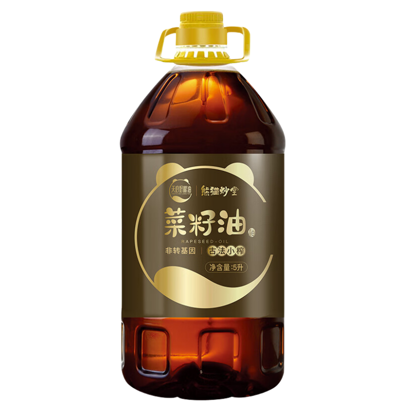熊猫炒堂 天府好粮油 熊猫炒堂古法小榨菜籽油5L (单位:桶)
