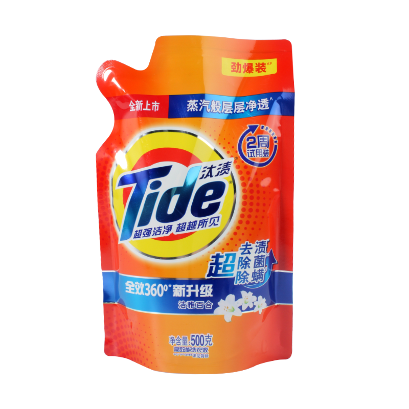 汰渍洗衣液500g补充装纳米级除菌除螨洁雅百合长时留香强效去污