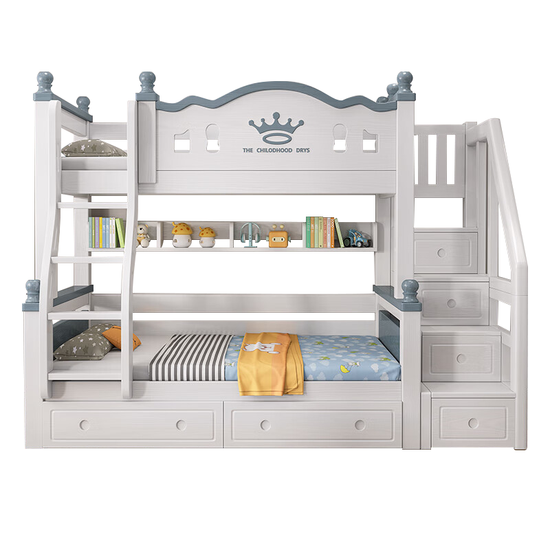 兰秀家居 简约儿童上下床多功能高低床实木子母床男孩女孩上下铺双层床