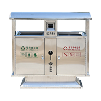 峰汇园户外垃圾桶大号环卫不锈钢木分类双果皮箱室外垃圾箱不锈钢桶[201+渡锌板内胆]