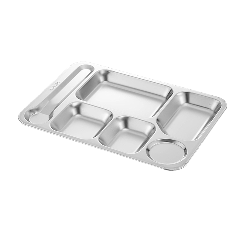 顺心优 不锈钢餐盘 新款大勺六格 304材质1.2厚/个