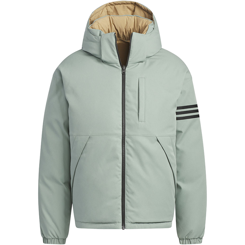 阿迪达斯三叶草男冬季连帽保暖短款双面穿运动羽绒服 IR7254