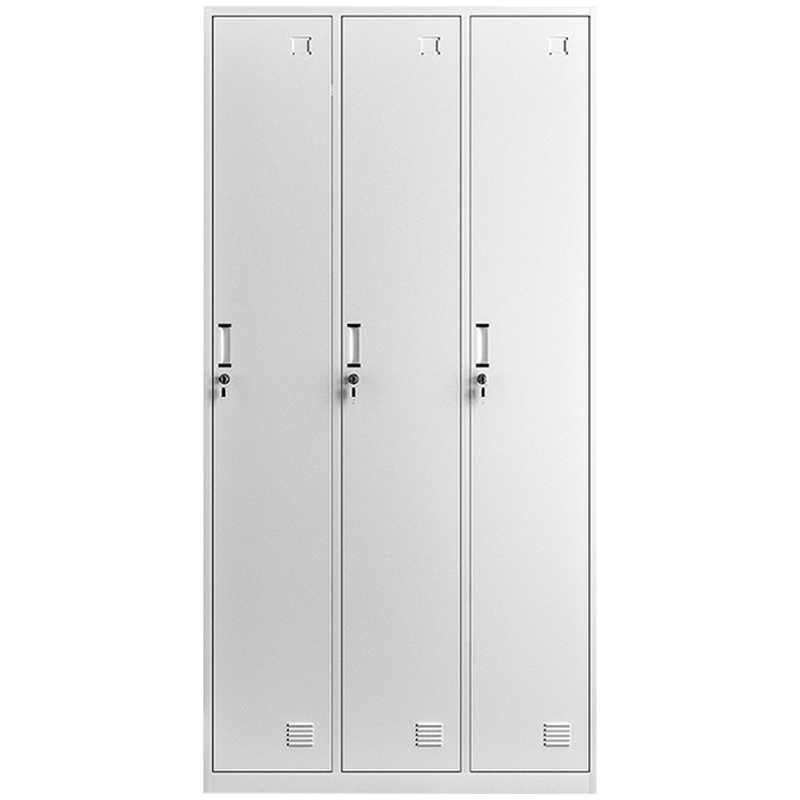 尔迈 带锁储物柜存包柜鞋柜宿舍衣柜铁皮柜子更衣柜员工柜纯白色三门