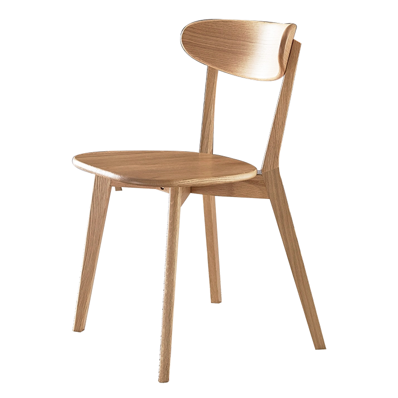缑氏办公椅简约现代休闲书桌椅餐桌凳子橡木靠背椅清漆原木色椭圆形座面
