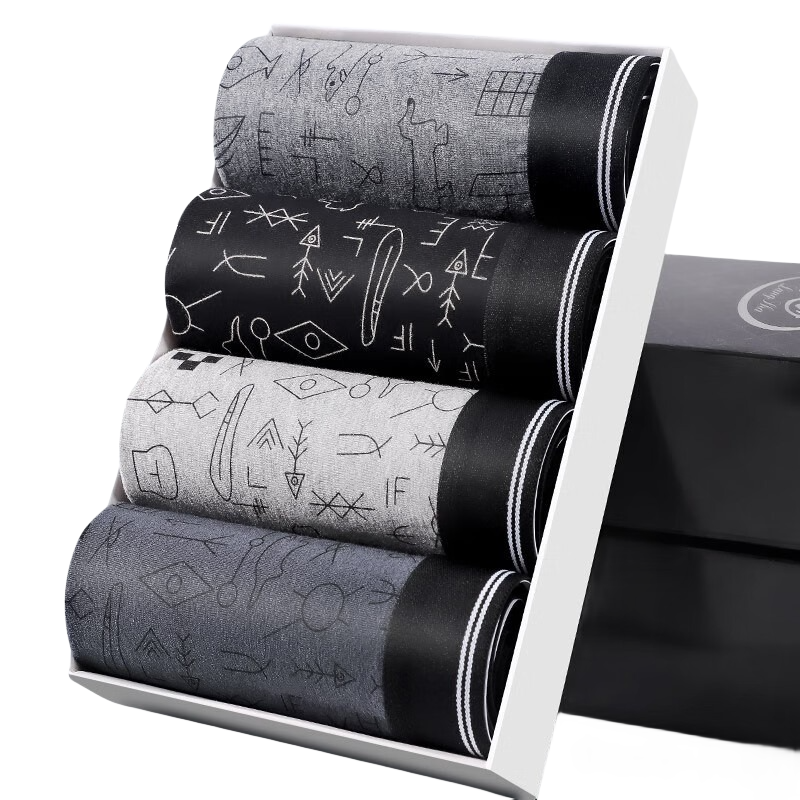 浪莎男士内裤男平角棉质AAA级裤头夏季运动大码裤透气四角内裤舒适休闲款4条装