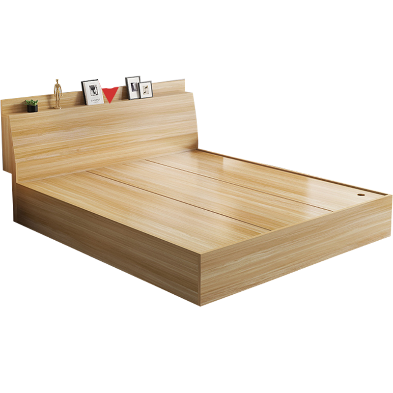 鑫升顺榻榻米板式床员工床公寓单人床双人床浅胡桃色[斜靠无抽款]1200mm*2000mm