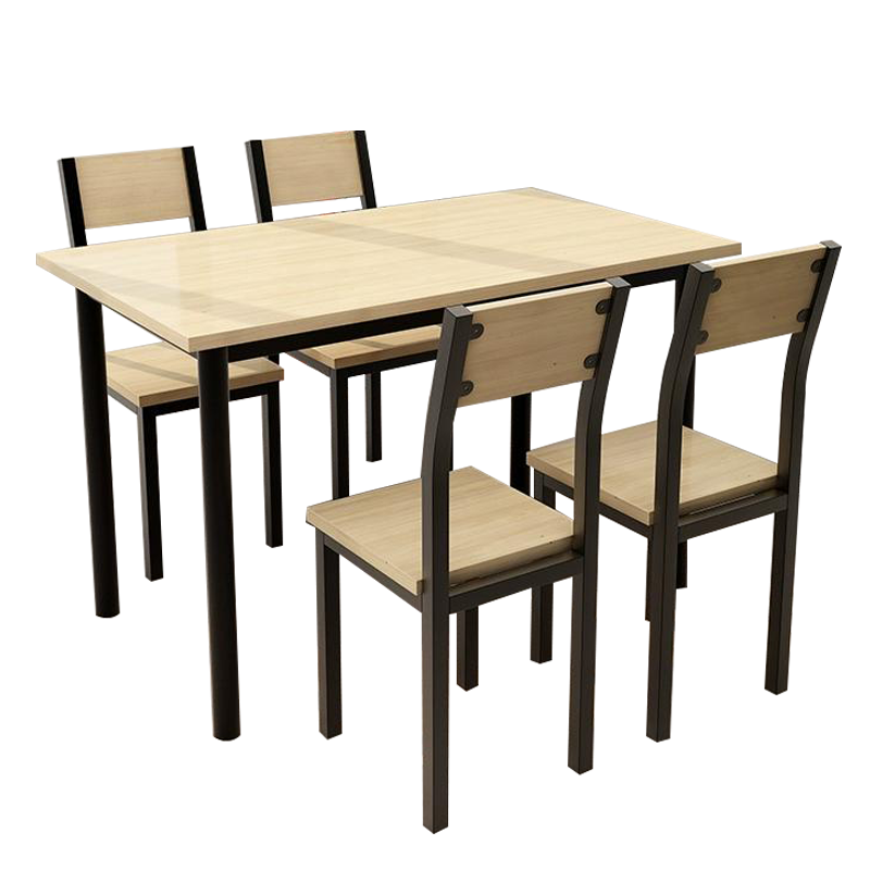 誉佳鑫餐饮快餐小吃店餐桌椅组合长方形饭店奶茶店桌木色4人桌1200*600*750含椅