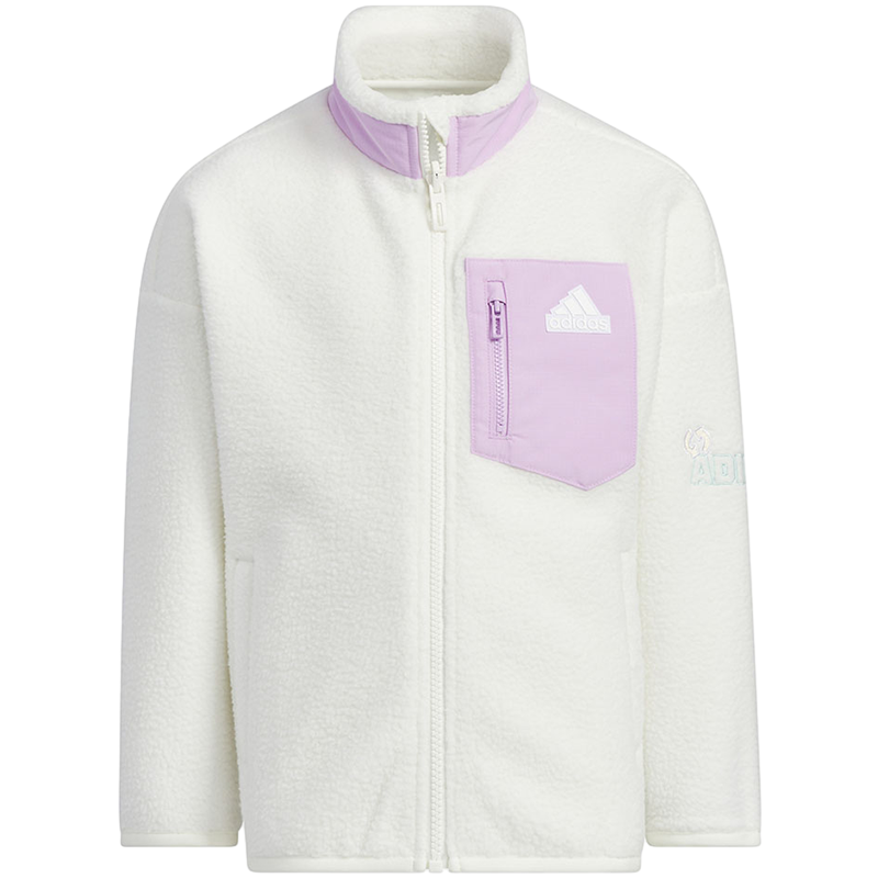 阿迪达斯童装冬季新款仿羊羔摇粒绒女童加厚保暖运动夹克 IY5031
