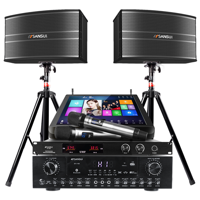 爱浪(AvliGHT)MK100-10套装家庭影院KTV音响客厅电视会议音箱卡拉OK无线U段话筒点歌机
