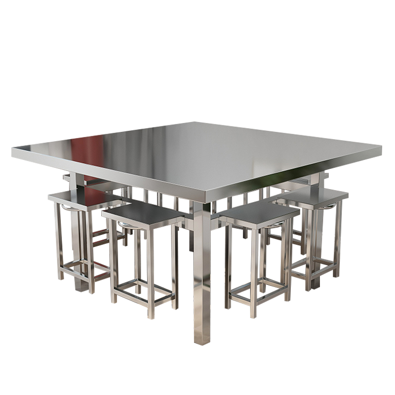 誉佳鑫餐桌学校食堂小吃店快餐桌椅饭堂不锈钢方桌1150*1150*750含椅