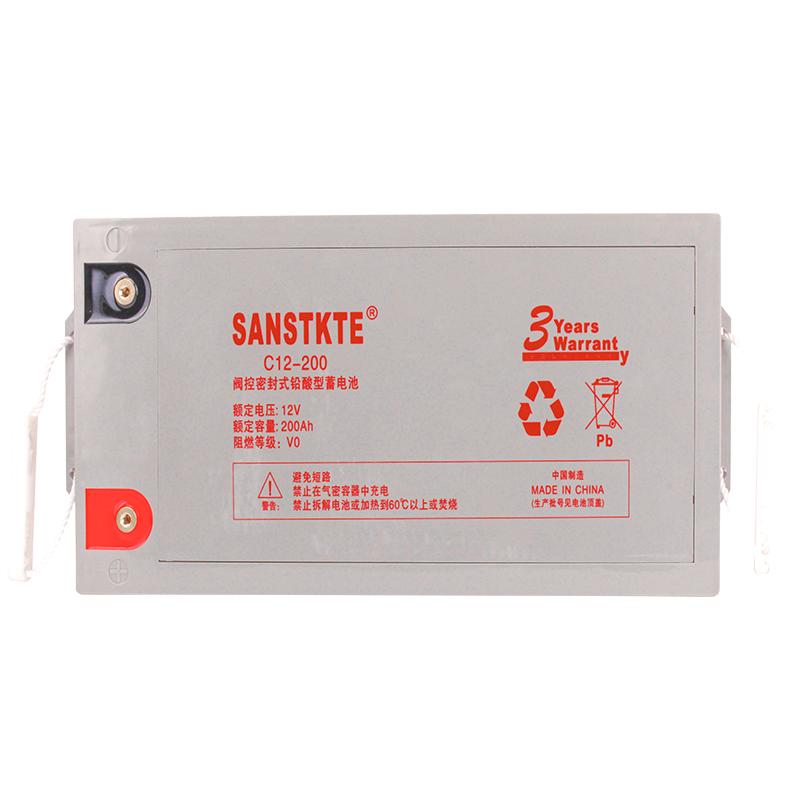 SANSTKTE阀控免维护蓄电池UPS电源12V200AH直流EPS通信应急设备机房门禁消防C12-200