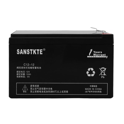 SANSTKTE蓄电池UPS电源12V12AH通用喷雾器应急电源通讯EPS监控机房C12-12