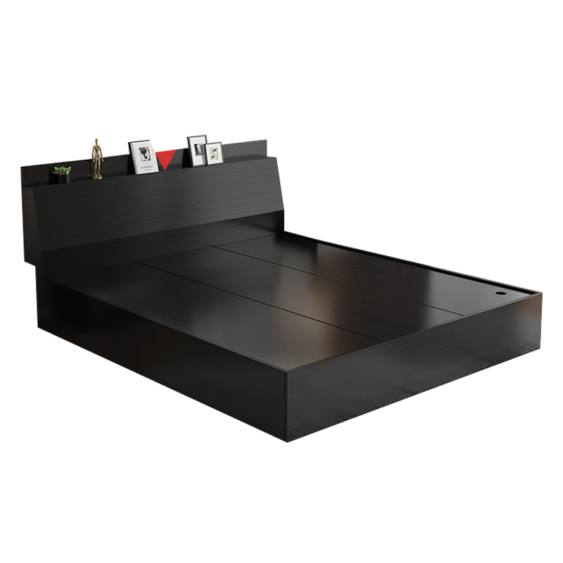 阿拉贡榻榻米板式床员工床公寓单人床双人床黑胡桃色[斜靠无抽款]1200mm*2000mm