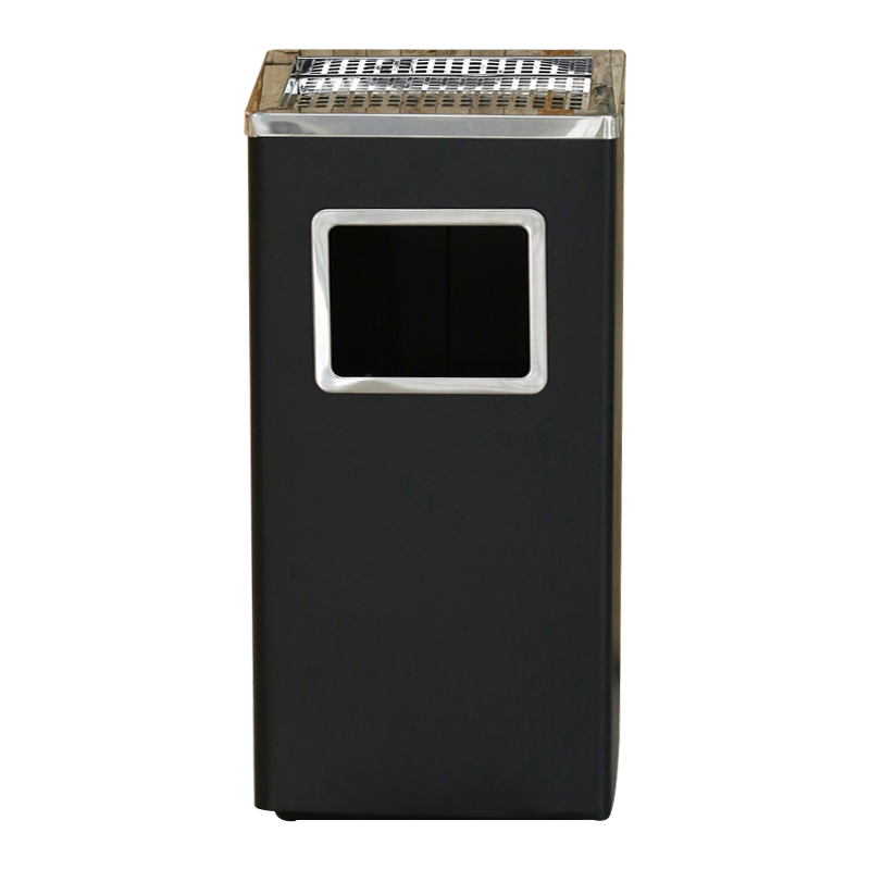 寇店垃圾筒不锈钢垃圾桶烟蒂柱灭烟桶带烟灰缸室外电梯口立式丽格长方形黑色