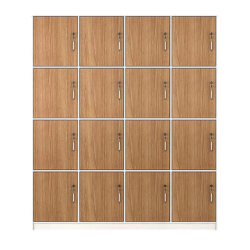 科野 木质更衣柜板式员工储物柜带锁鞋柜储物柜健身房游泳馆浴池浴室存衣柜胡桃色十六门更衣柜ky1可定制