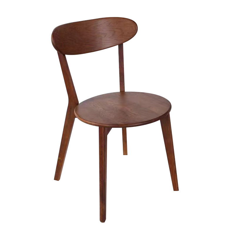 阿拉贡办公椅简约现代休闲书桌椅餐桌凳子橡木靠背椅胡桃木色圆形座面