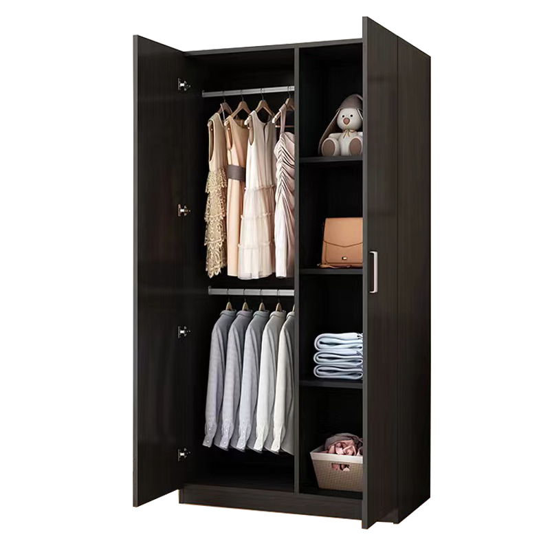 苏悦丰家用衣柜简约储物柜更衣柜2门1.6高宽80深40黑胡桃色