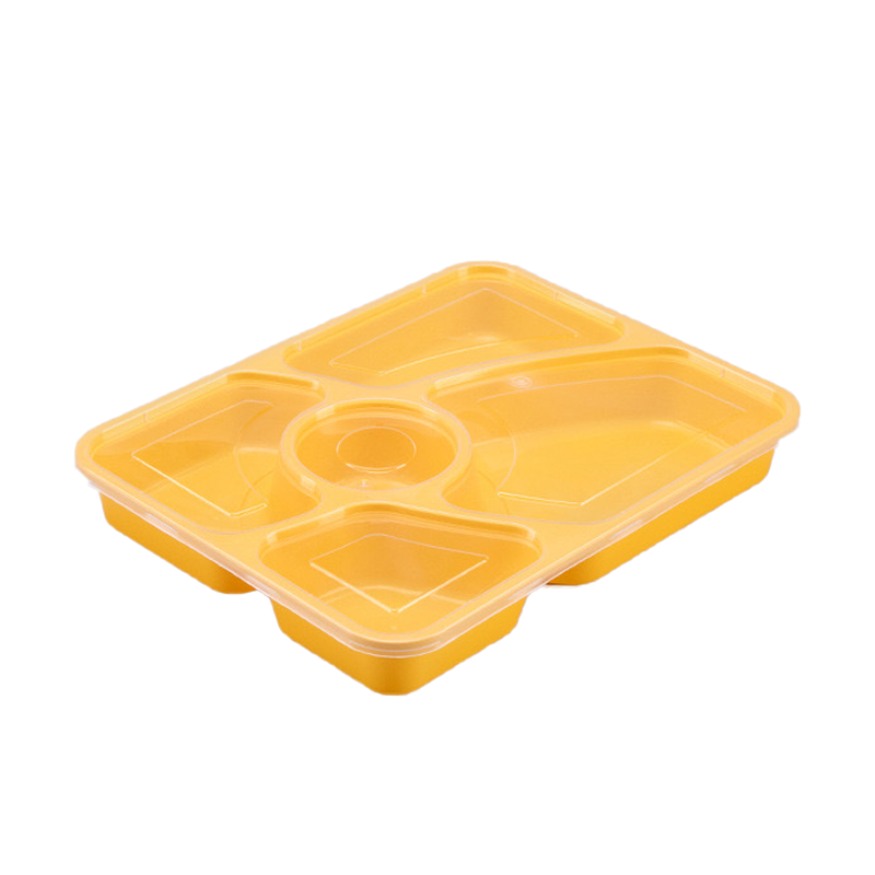 蒙浩博 1100ml五格黄色餐盒 120个/箱