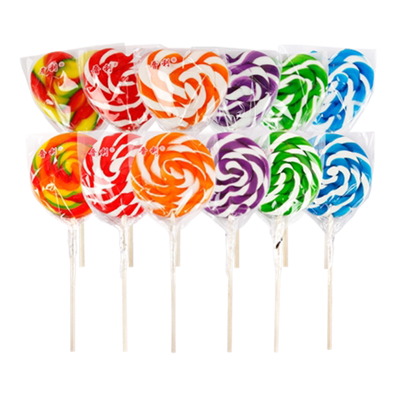 晋利波板糖超大心形圆形棒棒糖50g网红送女朋友生日礼物手工彩虹糖果