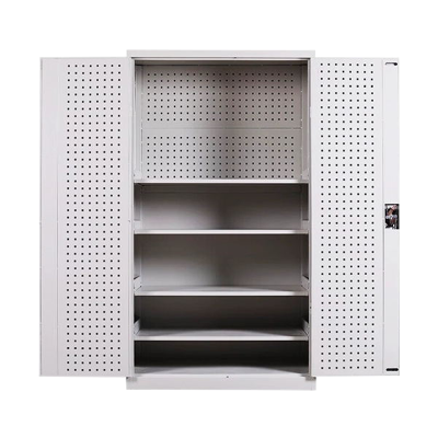 苏悦丰工具柜加厚铁皮储物柜工厂车间用带抽屉汽修多功能收纳柜通门带网柜灰白色