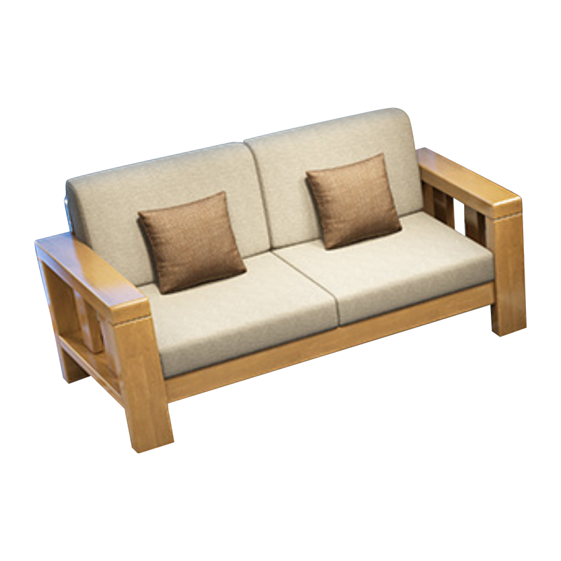 初嘉(CJ)简约实木沙发原木色实木沙发 双人位