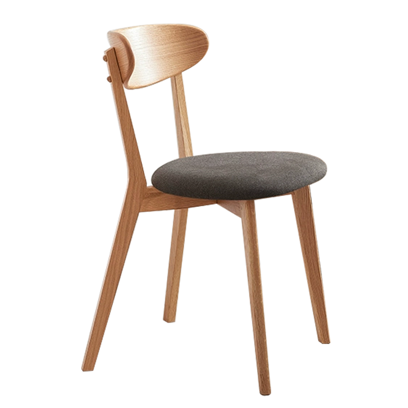 湘渭办公椅简约现代休闲书桌椅餐桌凳子橡木靠背椅黑色软包