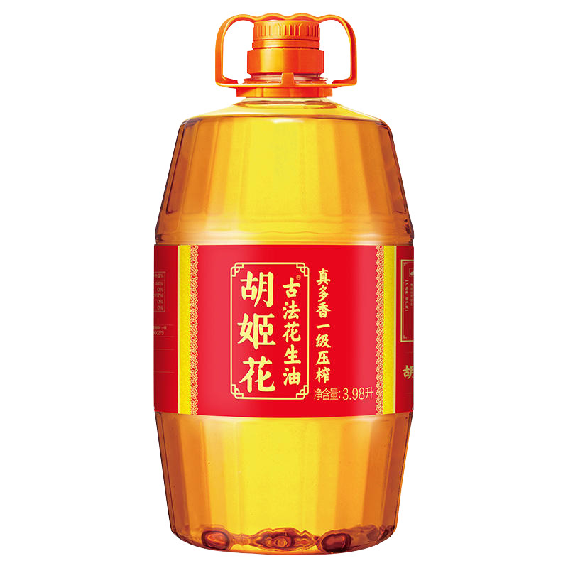 胡姬花压榨古法花生油3.98L古法花生油4L小榨158ml家用食用油组合