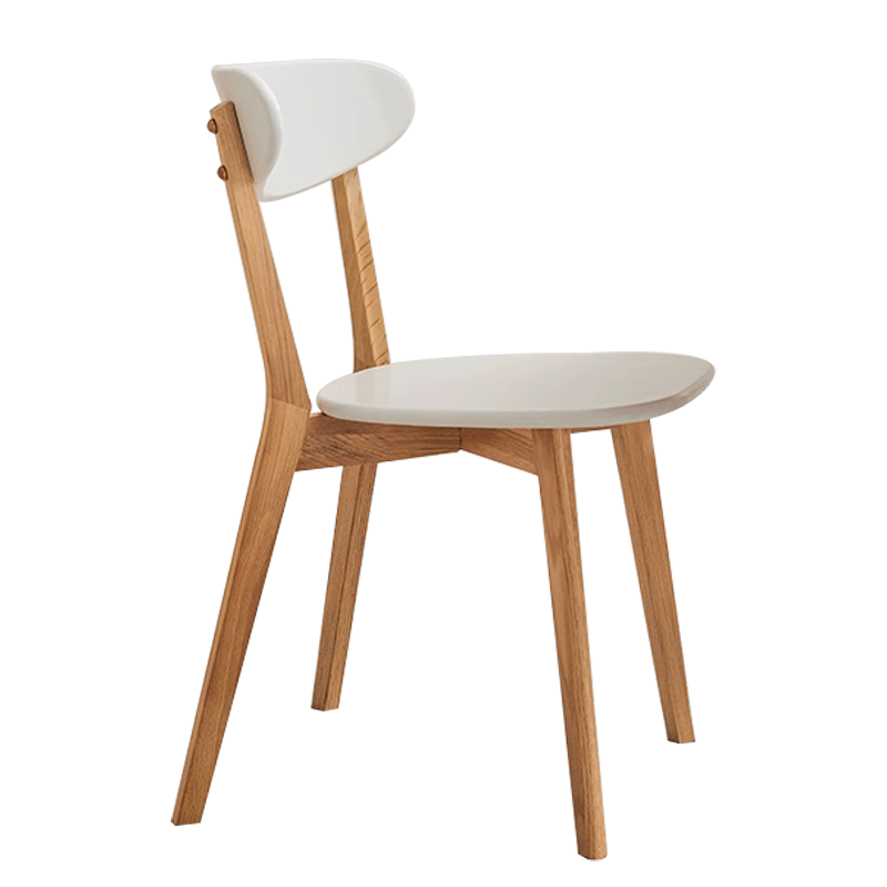 兴福隆办公椅简约现代休闲书桌椅餐桌凳子橡木靠背椅北欧白色椭圆形座面