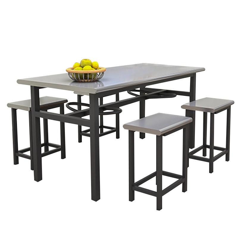 凤凰泾不锈钢冷轧钢餐桌学生食堂公司职员户外桌椅组合1.2米餐桌+4把椅
