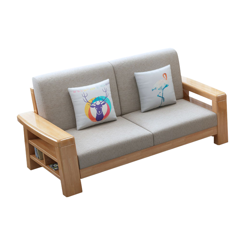 鑫星奈 简约实木沙发原木色实木沙发 双人位