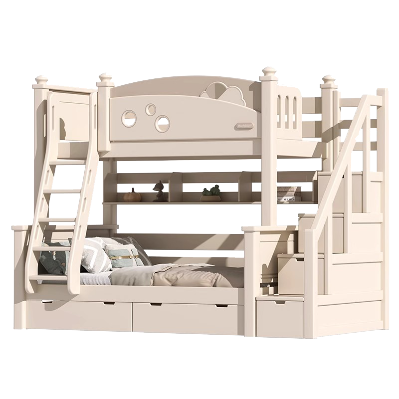 兰秀家居 樱桃木儿童床实木上下铺子母床大人小户型儿童高低床双层上下床