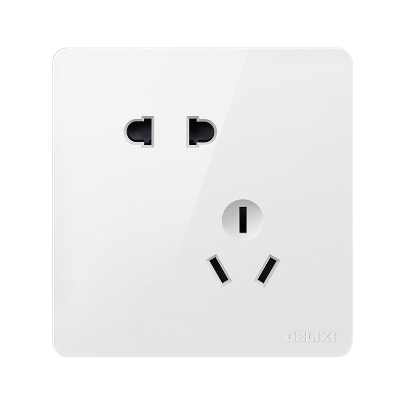 德力西白色电源开关插座空调面板家用大板纯平多孔USB五孔插座86型电源插座暗装开关面板