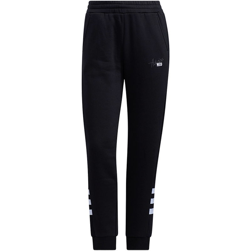 阿迪达斯Neo女裤2021冬季新款加绒保暖运动休闲裤收口长裤 HB7391