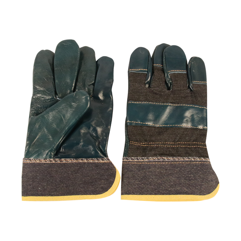 誉丰 墨绿色短款牛皮拼接手套 YL-5127 双