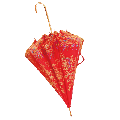 半自动钢骨玻纤伞架 碰击布+绣花 金属手柄 YF-L2023001