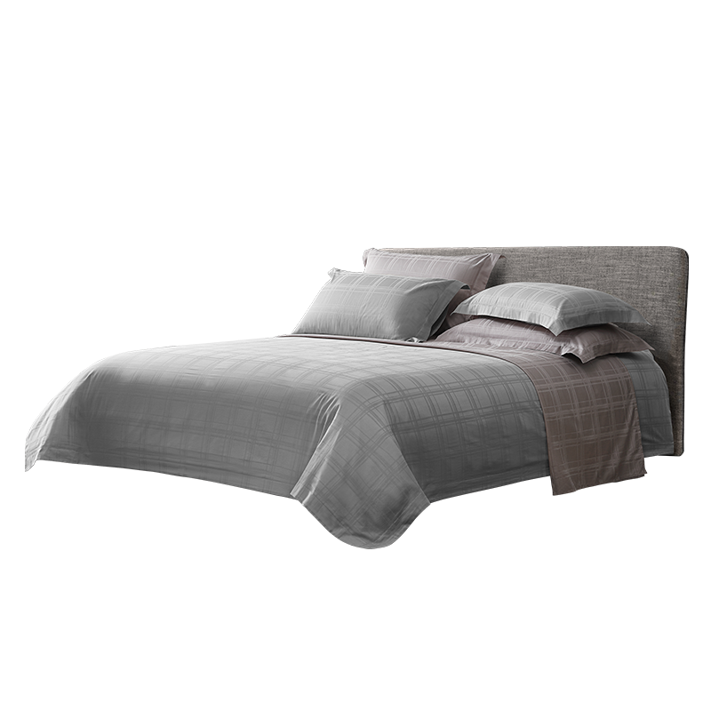 水星家纺 全棉缎纹四件套-素雅风尚 白鲸灰1.5m床