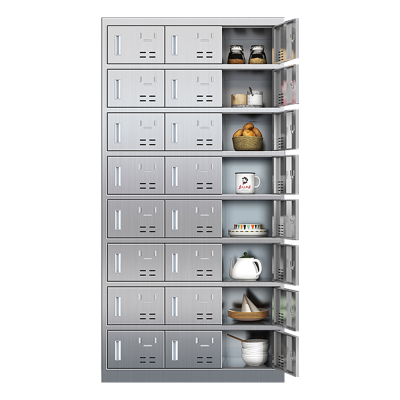 苏兴顺201不锈钢食堂带锁餐具柜24门碗柜餐盘柜餐柜磁吸锁1800*900*350