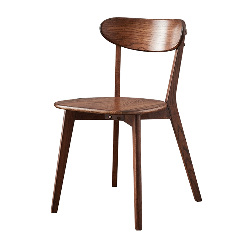 珩逸餐椅简约现代休闲书桌椅餐桌凳子橡木靠背椅胡桃木色椭圆形座面