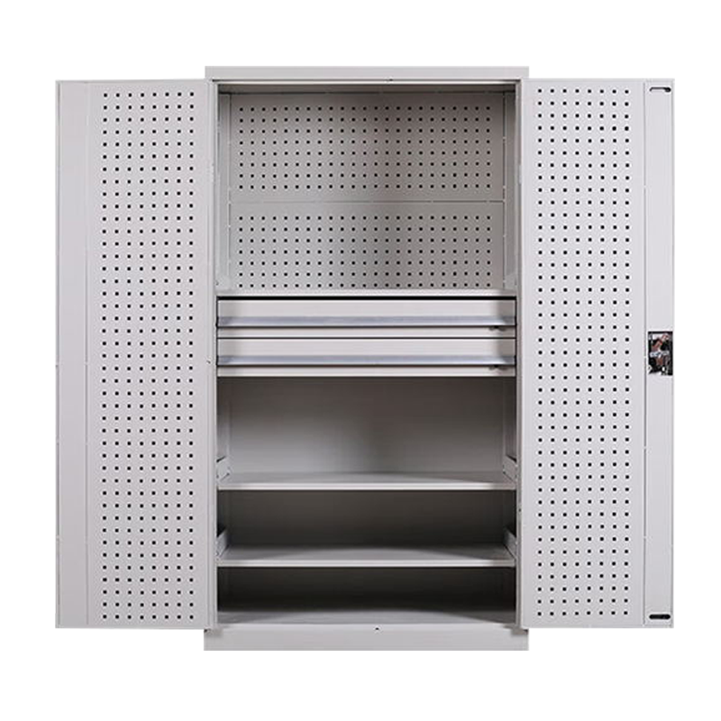 铭威顺工具柜加厚铁皮储物柜工厂车间用带抽屉汽修多功能收纳柜通门内二抽柜灰白色