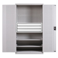 风雷动工具柜加厚铁皮储物柜工厂车间用带抽屉汽修多功能收纳柜通门内三抽柜灰白色